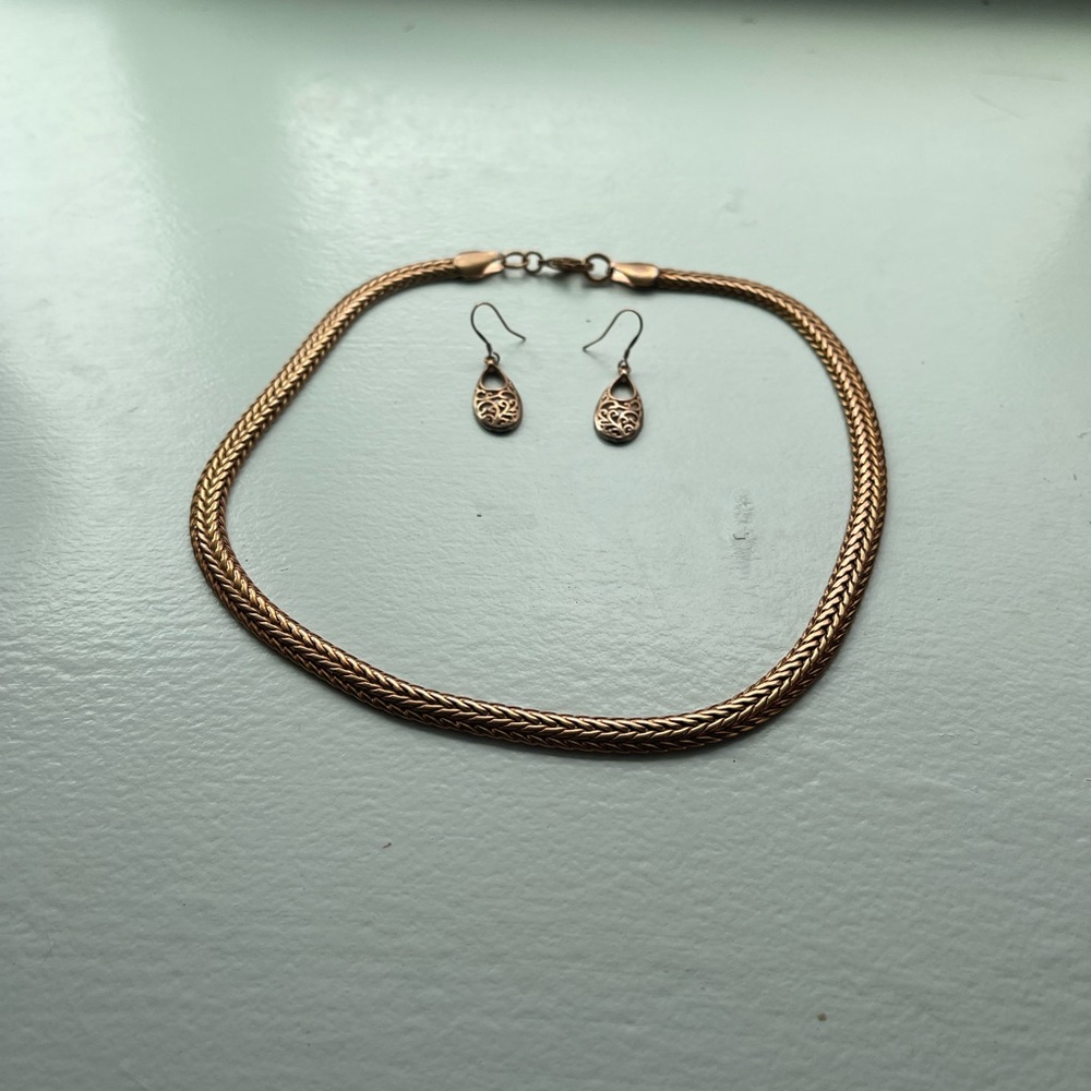 Copper necklace and earrings